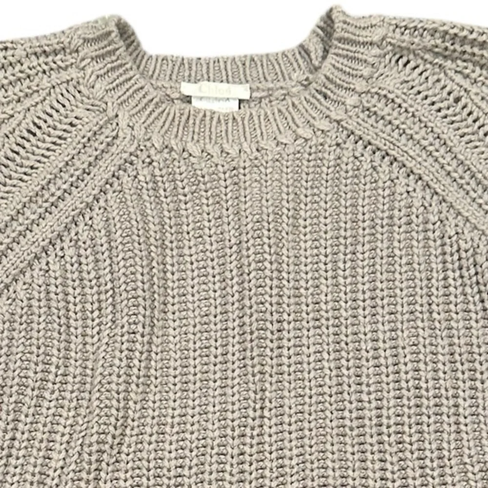 CHLOE MIKIMOTO OLD MONEY CROPPED QUIET LUXURY LAVENDER-GRAY 3/4 SLEEVE SWEATER S